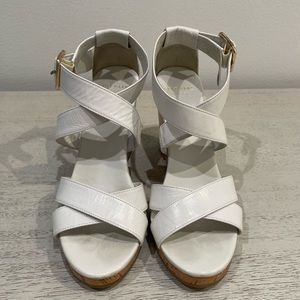 Cole Haan White Strappy Wedge Sandal